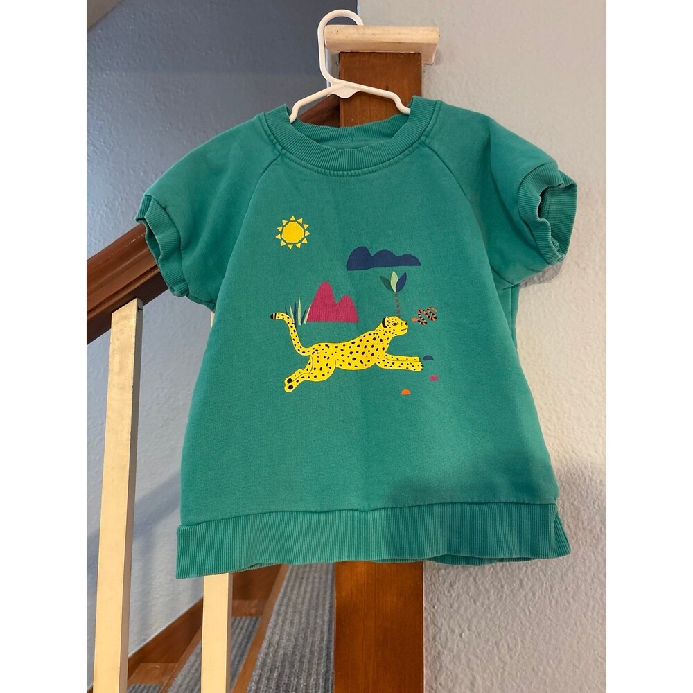 Hanna Andersson girls short sleeve sweatshirt cheetah animal nature sun 8 130